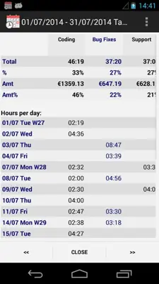 Time Recording android App screenshot 1